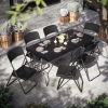 5ft Black Rattan Wood Look Folding Table & 4 Folding Chairs Set