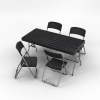 5ft Black Rattan Wood Look Folding Table & 4 Folding Chairs Set