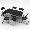 5ft Black Rattan Wood Look Folding Table & 4 Folding Chairs Set