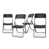 80cm Black Rattan Design Square Folding Table & 4 Folding Chairs