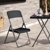 80cm Black Rattan Design Square Folding Table & 4 Folding Chairs