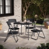 80cm Black Rattan Design Square Folding Table & 4 Folding Chairs