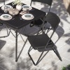 80cm Black Rattan Design Square Folding Table & 4 Folding Chairs