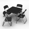 80cm Black Rattan Design Square Folding Table & 4 Folding Chairs