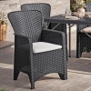 2 Black Rattan Romano Armchairs & 60cm Black Rattan Wood Look Square Folding Table