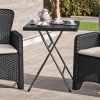 2 Black Rattan Romano Armchairs & 60cm Black Rattan Wood Look Square Folding Table