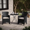 2 Black Rattan Romano Armchairs & 60cm Black Rattan Wood Look Square Folding Table