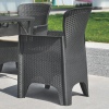 2 Black Rattan Romano Armchairs & 60cm Black Rattan Wood Look Square Folding Table