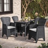 4 x Romano Armchairs + 4ft Black Rattan Wood Look Folding Table