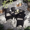 4 x Romano Armchairs + 4ft Black Rattan Wood Look Folding Table