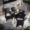 4 x Romano Armchairs + 4ft Black Rattan Wood Look Folding Table