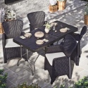 4 x Romano Armchairs + 5ft Black Rattan Wood Look Folding Table