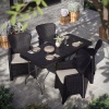 4 x Romano Armchairs + 5ft Black Rattan Wood Look Folding Table