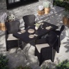 4 x Romano Armchairs + 5ft Black Rattan Wood Look Folding Table