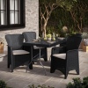 4 x Romano Armchairs + 5ft Black Rattan Wood Look Folding Table