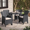 4 x Romano Armchairs + 80cm Square Black Rattan Folding Table