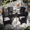 4 x Romano Armchairs + 80cm Square Black Rattan Folding Table