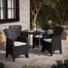 4 x Romano Armchairs + 80cm Square Black Rattan Folding Table