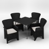 4 x Romano Armchairs + 80cm Square Black Rattan Folding Table