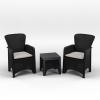 2 x Romano Armchairs + Square Black Rattan Wood Look Square Coffee Table Bench