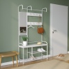 Metal & MDF Wood Entryway Coat Hanger & Shoe Rack with Mirror