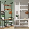 Metal & MDF Wood Entryway Coat Hanger & Shoe Rack with Mirror