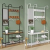 Metal & MDF Wood Entryway Coat Hanger & Shoe Rack with Mirror