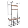 Metal & MDF Wood Entryway Coat Hanger & Shoe Rack with Mirror