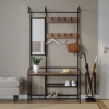 Metal & MDF Wood Entryway Coat Hanger & Shoe Rack with Mirror