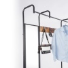 Metal & MDF Wood Entryway Coat Hanger & Shoe Rack with Mirror