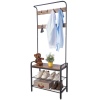 Metal & MDF Wood Entryway Coat Hanger & Shoe Rack