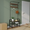 Metal & MDF Wood Entryway Coat Hanger & Shoe Rack