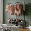 Metal & MDF Wood Entryway Coat Hanger & Shoe Rack