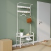 Metal & MDF Wood Entryway Coat Hanger & Shoe Rack