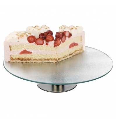 30cm Glass & Metal Lazy Susan Footed Pastry Serving Plate [213028]