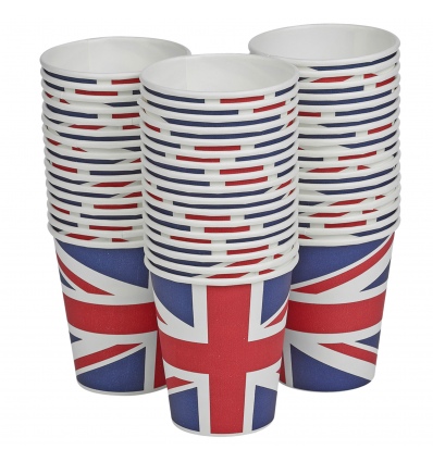 50 x 8/9oz Union Jack BANDERA Paper Cups [005577]