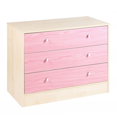 Malibu 3 Drawer Wide Maple/Pink [719/3082]